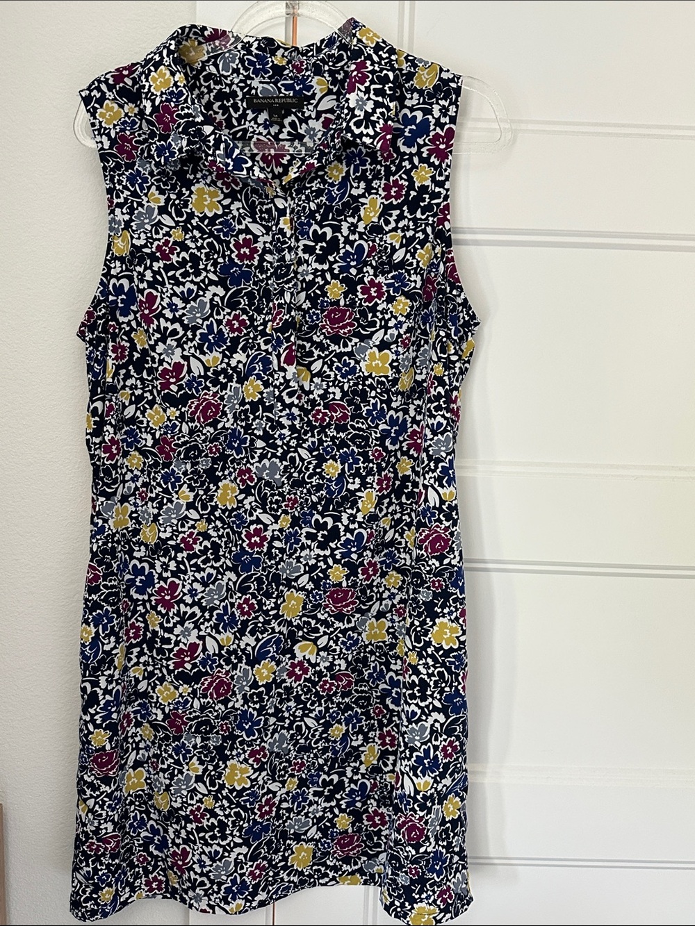 Sleeveless Floral dress - Navy, Mustard & Burgundy